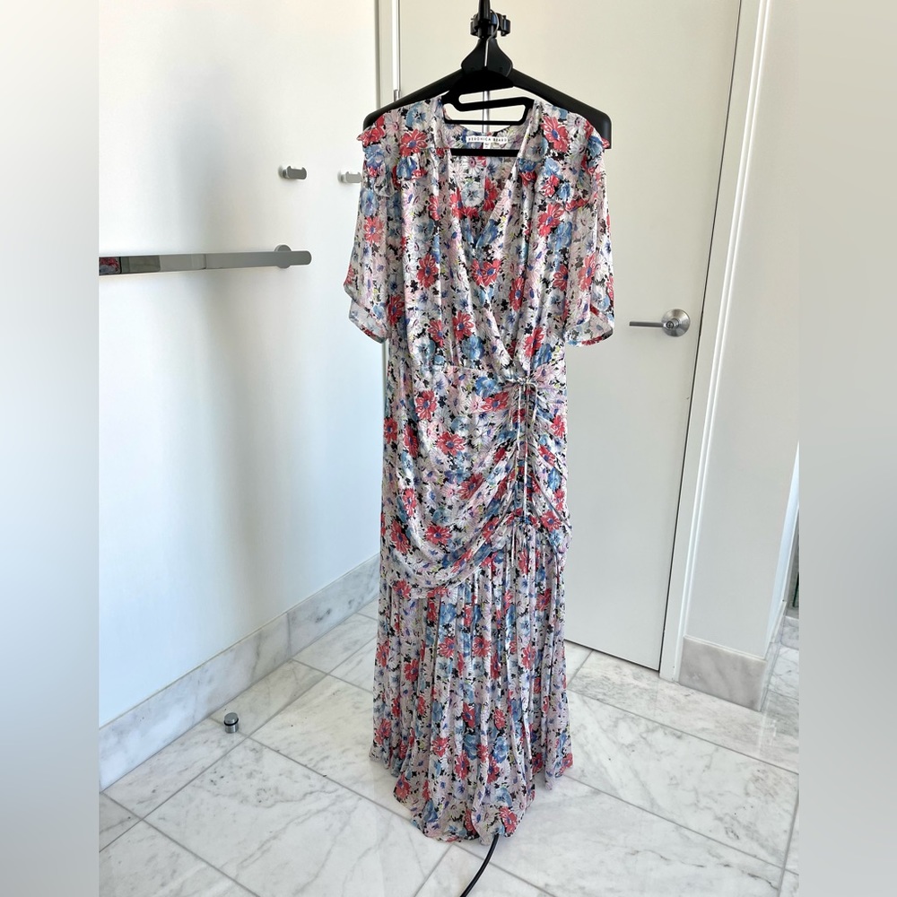 Veronica Beard Ruched Mick Dress Floral Maxi, Size 6